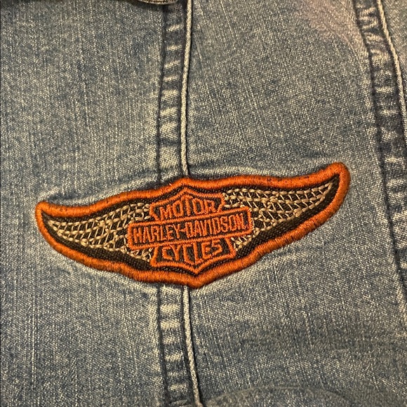 Harley-Davidson Denim Long Sleeve Lace Up Top - Picture 11 of 13